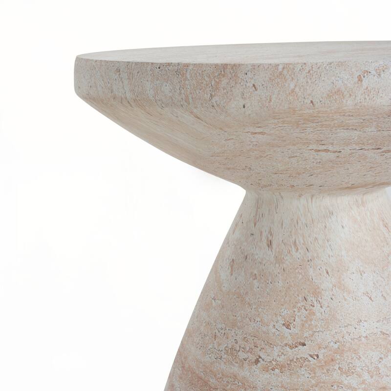 Outdoor/Indoor Lightweight Concrete Side Table,Travertine Finish