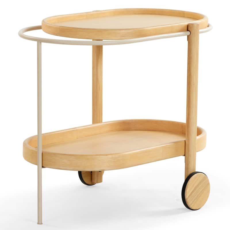 SAFAVIEH Couture Trianna Wood 2-Shelf Bar Cart - 33"W x 20"D x 28"H