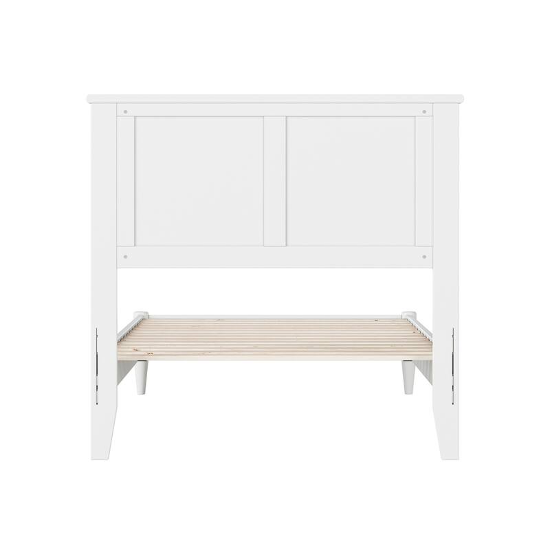 Modern Platform Bed - Solid Wood Low Profile Twin Bed Frame - White Finish