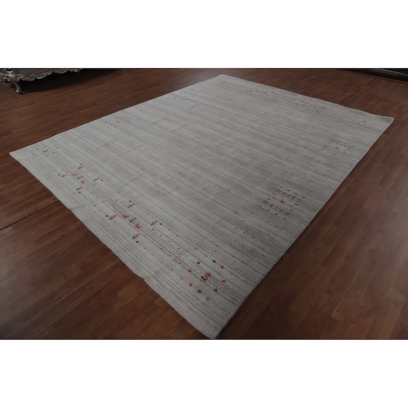 Hand Knotted Oriental 100% Wool Carpet Tribal Animal Pictorial Greys & Charcoal Gabbeh Area Rug - 10' 0'' X 7' 11''
