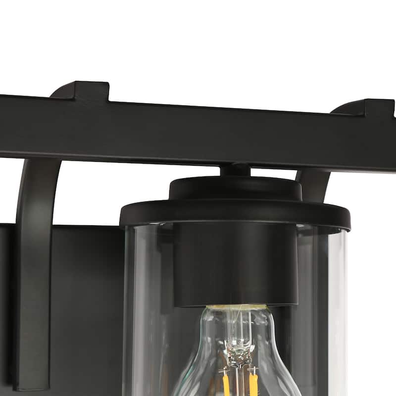 Modern Farmhouse 4-Light Black Bathroom Vanity Light Cylinder Glass Wall Sconces