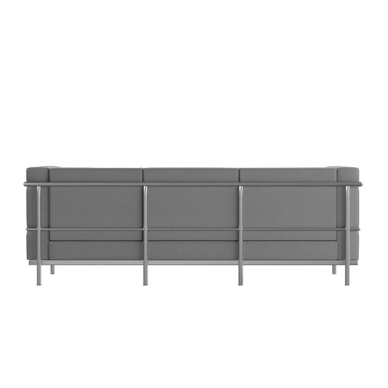 Contemporary LeatherSoft Sofa with Double Bar Encasing Frame