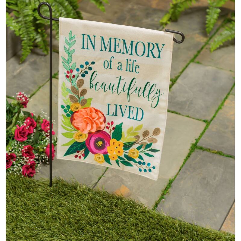 12.5 in. x 18 in. In Memory of a Life Beautifully Lived Garden Burlap Flag