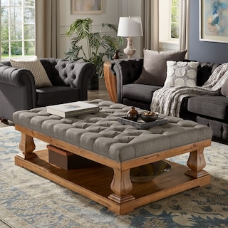 Knightsbridge Linen Baluster Coffee Table Ottoman by iNSPIRE Q Artisan