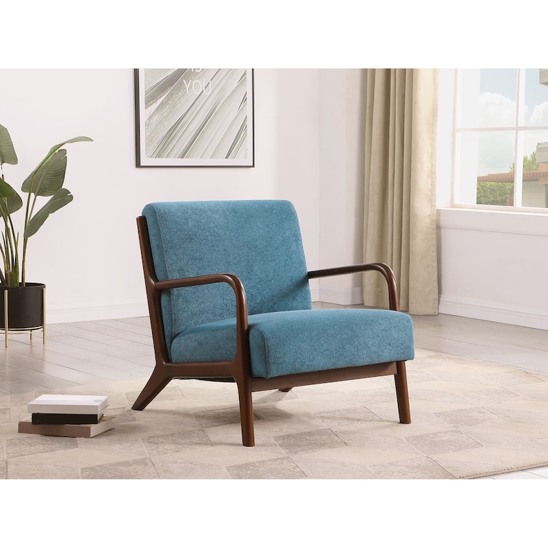 Foster Upholstered Wood Frame Accent Chair - Peacock Blue