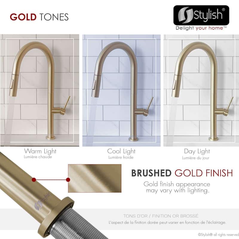 Single Handle Pull-Down Sprayer Kitchen Faucet K-141 - Height: 17.25" Spout H: 9" Spout R: 9"