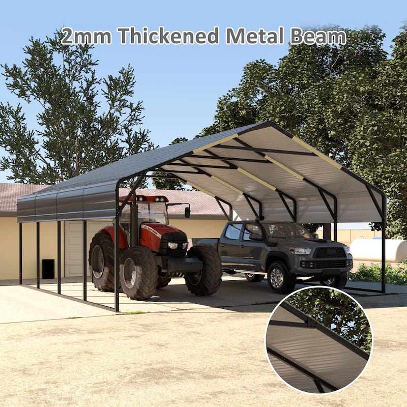 VEIKOUS 20x20 FT Heavy Duty Metal Carport, Weatherproof & Rust-Resistant Garage Carport - 20×20FT