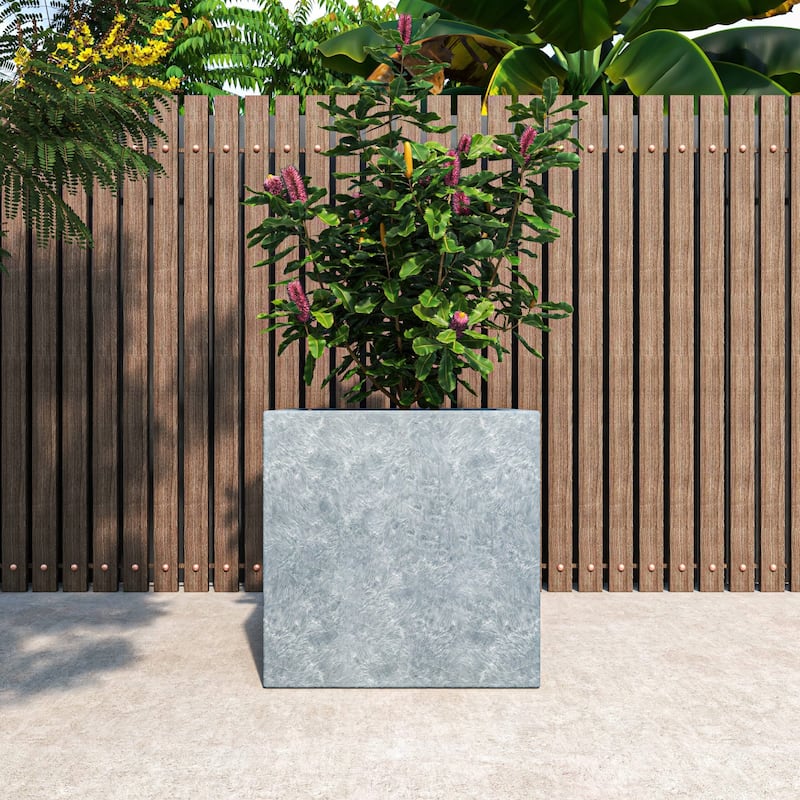 Fern Modern Square Fiberstone and MGO Clay Planter with Drainage for Indoor & Outdoor Home Office Patio Yard Decor