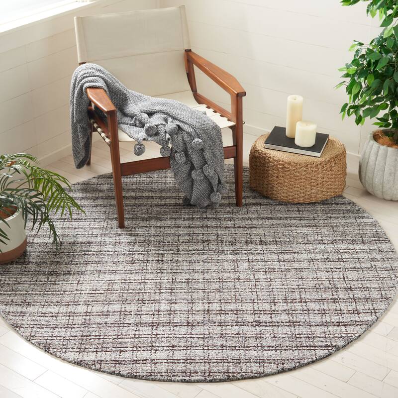 SAFAVIEH Handmade Abstract Necibe Modern Wool Rug - 6' Round - Grey/Brown