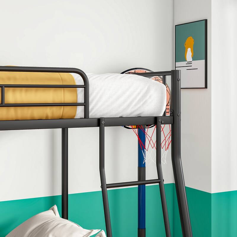 Sturdy Metal Full Over Queen Bunk Bed Frame, Noise-Free, No Box Spring Needed