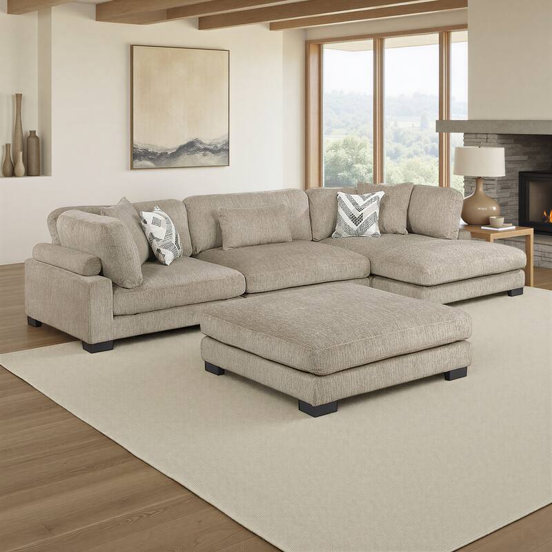 Fremont & Park Abbeville Microfiber 4-Piece Modular Sectional with Chaise and Ottoman