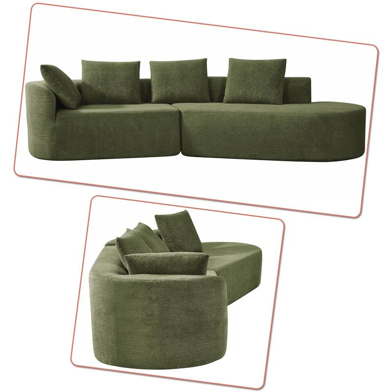 Modern 2-Seater Frame-Free Compressed Polyester Upholstered Sectional Sofa