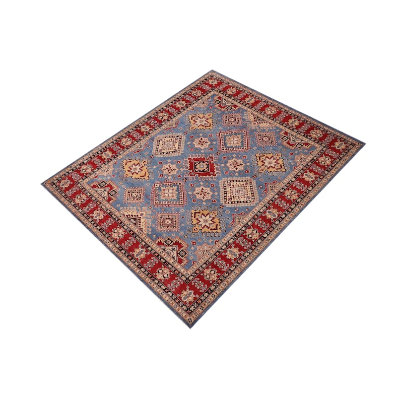 Southwestern Kazak Sam Light Blue/Red Wool Rug - 8'1'' x 9'7''