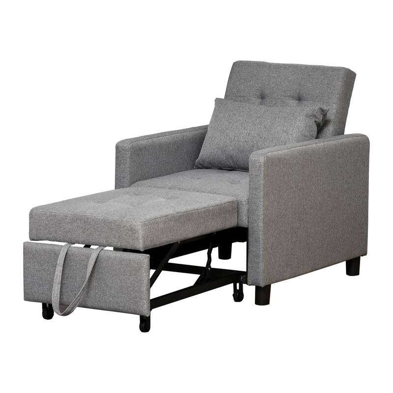 27.3" Tufted Lounge Chair with Adjustable Backrest - Grey