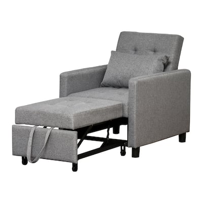 Convertible Sofa Lounger Chair Bed, Grey, Plastic, Adjustable Backrest
