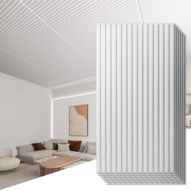 Art3d PVC Drop Ceiling Tiles,Slat Design Wall Panels,2X4 ft,12Pcs
