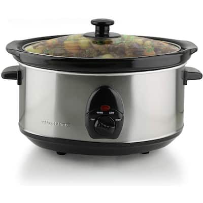 Ovente Slow Cooker Crockpot 3.5 Liter with Removable Ceramic Pot 3 Cooking Setting and Heat-Tempered Glass Lid, Series