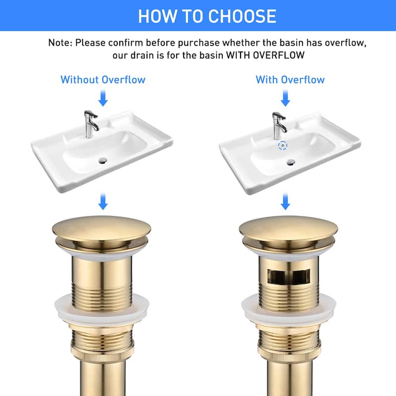 PROOX Pop Up Drain assembly with Overflow for Bathroom Sink Faucet - N/A