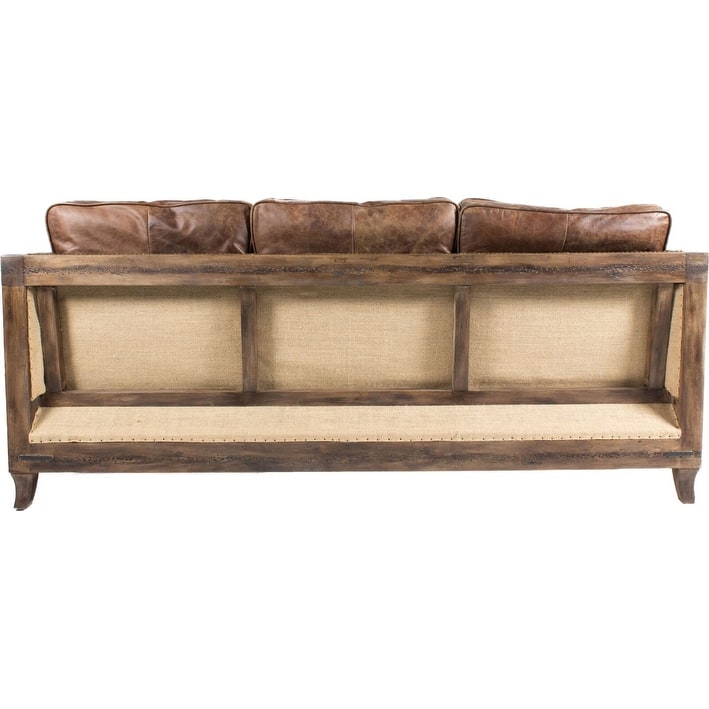 Aurelle Home Dina Vintage Brown Leather Sofa