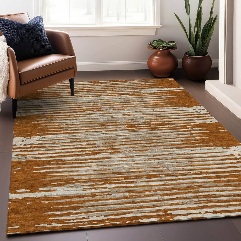 Machine Washable Indoor/ Outdoor Ombre Chantille Abstract Rug