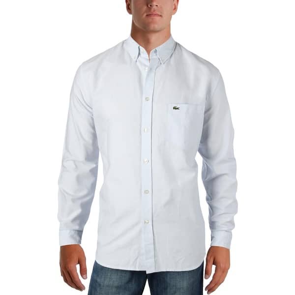 Shop Lacoste Mens Button Down Shirt Woven Regular Fit Overstock