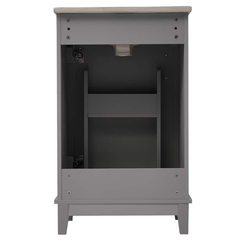Bathroom Vanity with Sink, Small Bathroom Cabinet with Storage Racks, Single Basin Vanity Set with Soft-Close Door