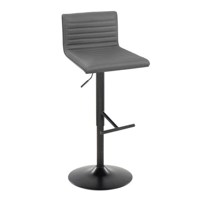 Carson Carrington Tyra Adjustable Bar Stool (Set of 2) - Grey Faux Leather/Black/Straight