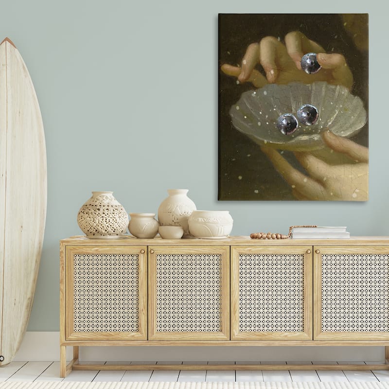 Stupell Classic Disco Clam Pearls Canvas Wall Art Design By Lil' Rue