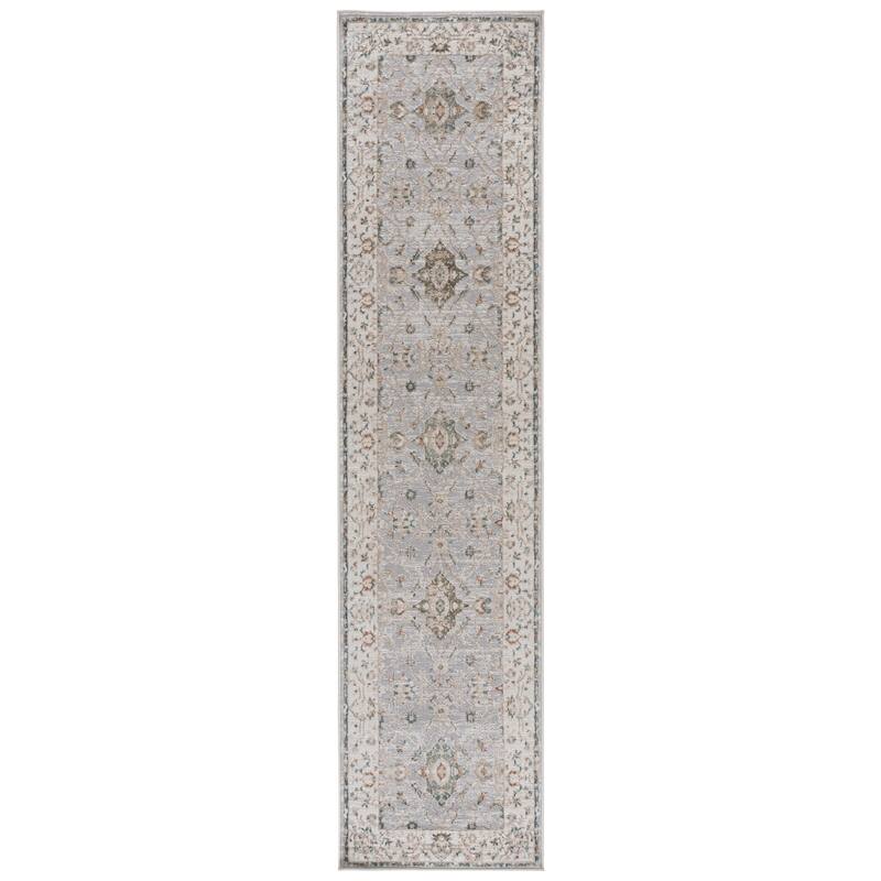 SAFAVIEH Maven Quirina Traditional Rug - 2'2" x 9' Runner - Grey/Ivory Blue