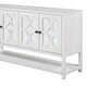 preview thumbnail 13 of 18, Antique White Sideboard Storage Cabinet with Mirrored Doors & Open Storage Shelf, Console Table Display Case for Living Room