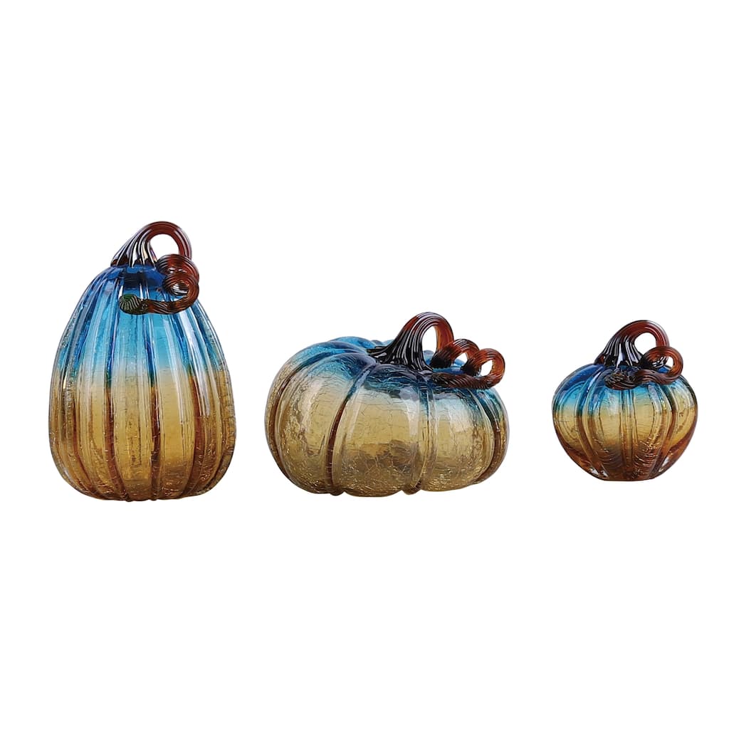 Transpac Glass 7.67 in. Multicolor Harvest Pumpkins Set of 3