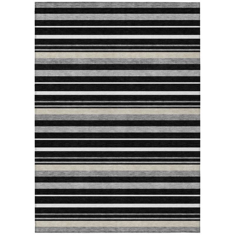 HomeRoots Striped Transitional Rectangle Outdoor Rug