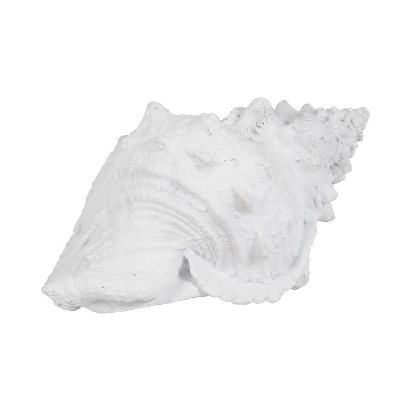 Sagebrook Home Coastal Charm 9" Polyresin White Conch Shell Figurine - 10" x 5" x 5"