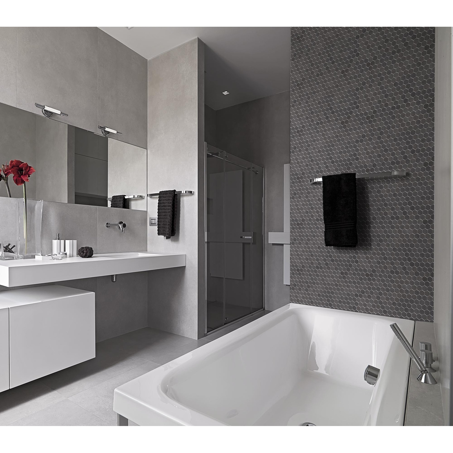Vulcan Black 1 Inch Hexagon Honed Mosaic Tile