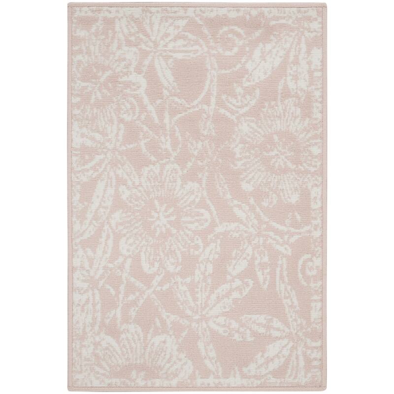Power Loomed Distressed Floral Traditional Stain Resistant Area Rug - 36' X '24' X '0.39