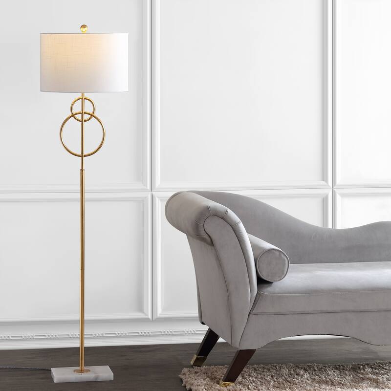 Rita 60" Modern Circle Marble/Metal LED Floor Lamp, Gold by JONATHAN Y