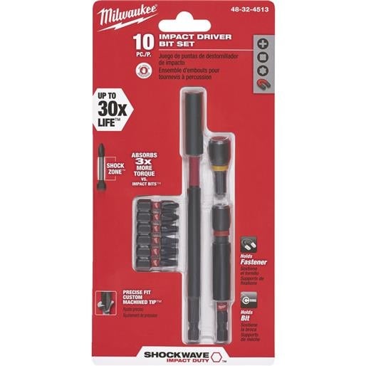 Milwaukee Accessory 10Pc Shockw Impact Set 48-32-4513 Unit: EACH