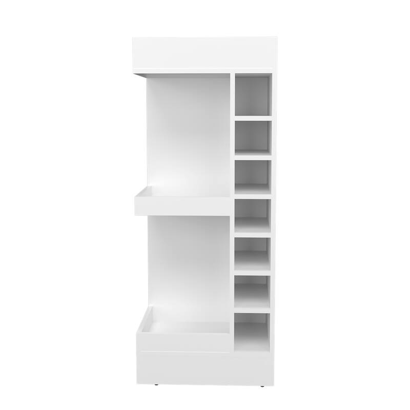 Modern Corner Bar Cabinet with Open Shelves and Wine Rack, Space-Saving Liquor Storage Solution