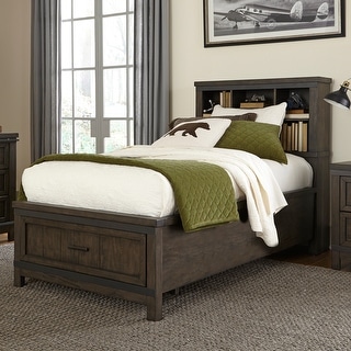 Thornwood Hills Rock Beaten Grey Twin Bookcase Bed