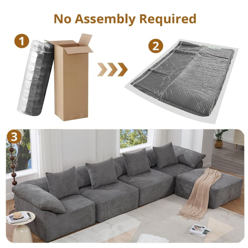 142" L Shaped Modular Sectional Sofa No Assembly