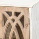 preview thumbnail 12 of 14, Farmhouse White and Natural Wood Cathedral Storage Wall Cabinet - 23.6" H x 18.9" W x 8.27" D