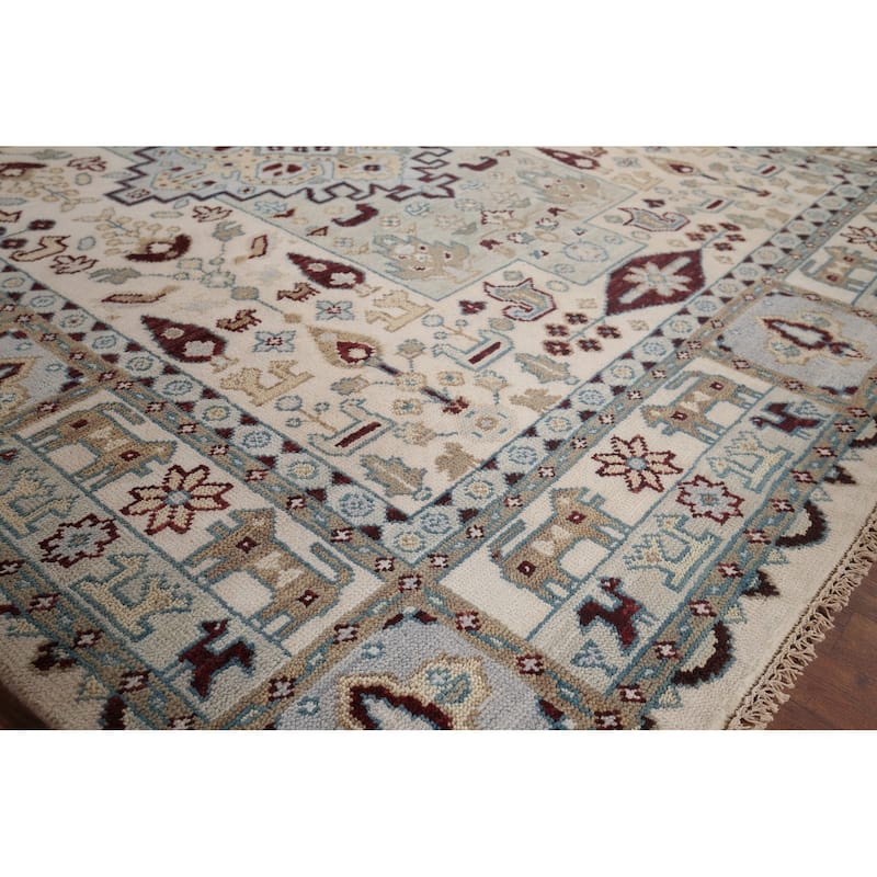 Tribal Geometric Heriz Serapi Area Rug Handmade Oriental Wool Carpet - 7'10"x 9'7"