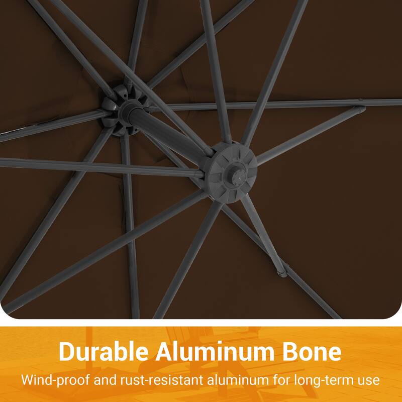 10 ft Steel Crank-lift Cantilever Umbrella With Weighted Base