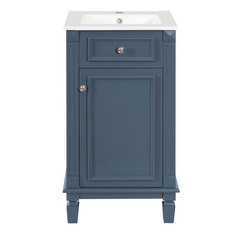 Small Bathroom Vanity Cabinet Single Vanity Set with Ceramic Sink