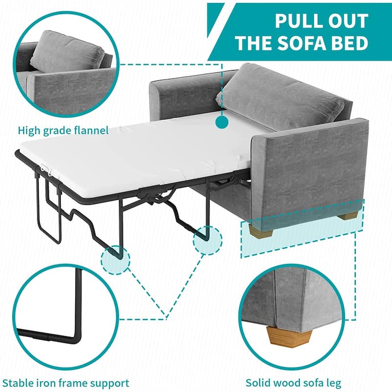 Mixoy Modern Pull Out Sofa Bed,Velvet Sleeper Loveseat Couch Bed