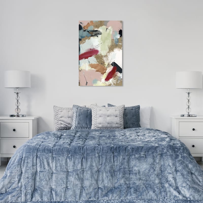 Wynwood Studio Canvas Abstract Crimson in The Sands II Pink and Light Pink Glam Wall Art Canvas Print - 36 x 24