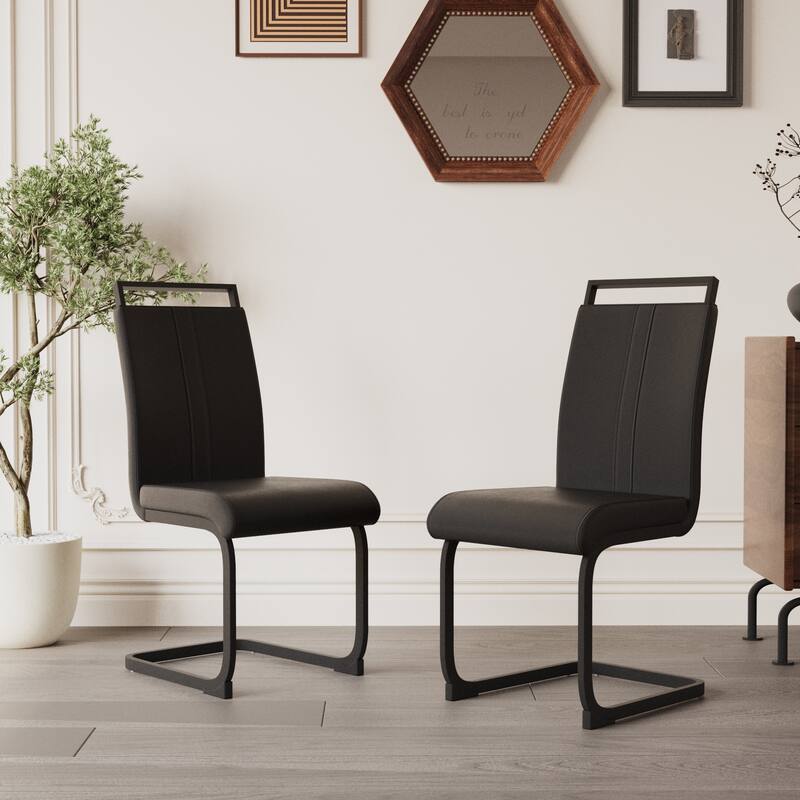 High Back Upholstered Side Chair Office Chair with Metal Legs, Characteristic Dining Chair Black Vanity Chair