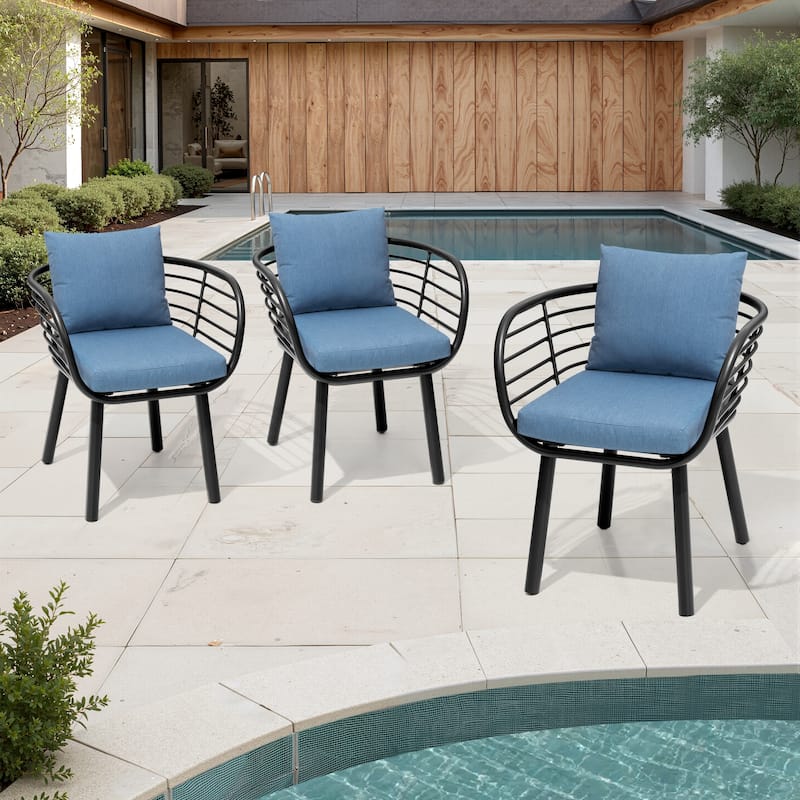 Aluminum Dining Chair with Sunbrella Seat and Back Cushions