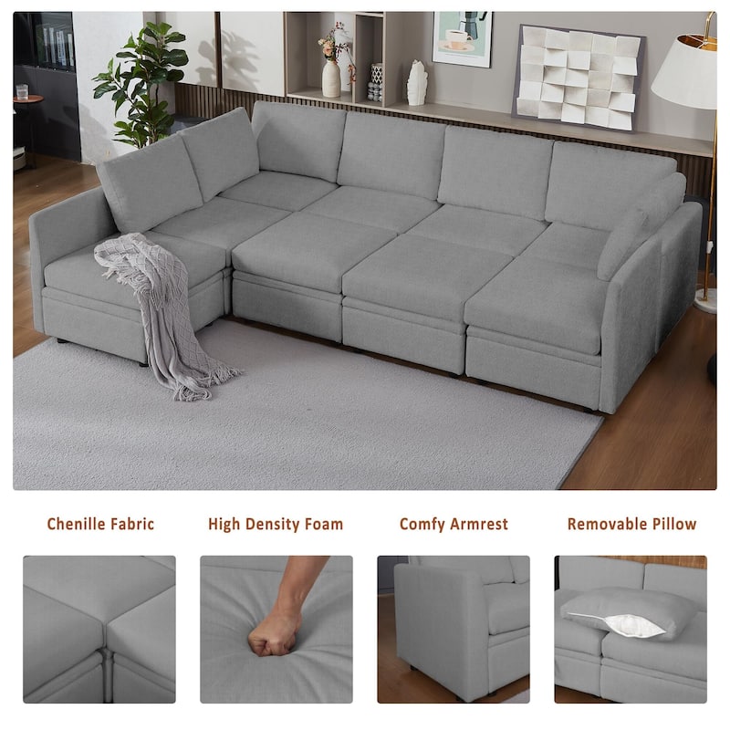 9 Seater Modular Sectional Sofa Couch with Underseat Storage