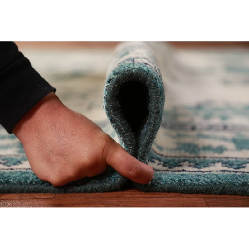 Art Deco Oriental Square Rug Handmade Wool Carpet - 8'1" x 7'11"